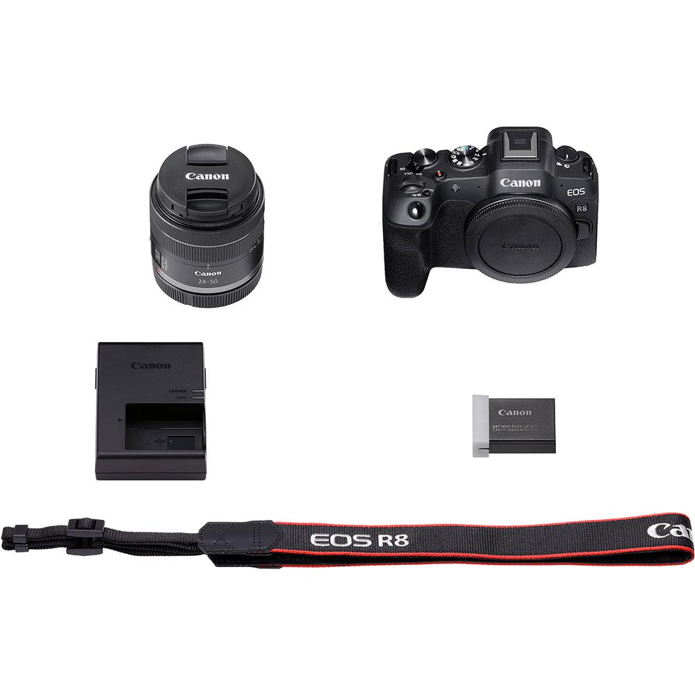 Canon EOS R8 Mirrorless Camera + RF 24-50mm F4.5-6.3 IS STM Lens + Accessories Bundle